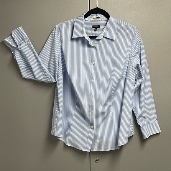 Talbots Tops - Talbots Blue and White Striped Button Down Oxford, wrinkle resistant. Size 16WP